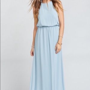 Show me your mumu steel blue halter dress